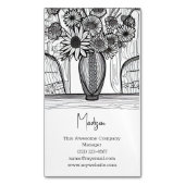 Abstracte lijntekening Floral kunst Magnetisch Visitekaartje (Voorkant Verticaal)