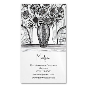 Abstracte lijntekening Floral kunst Magnetisch Visitekaartje