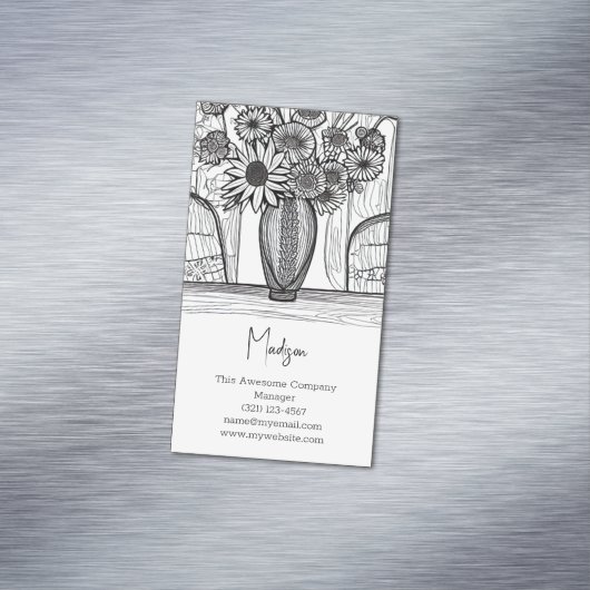 Abstracte lijntekening Floral kunst Magnetisch Visitekaartje (Voorbeeld)