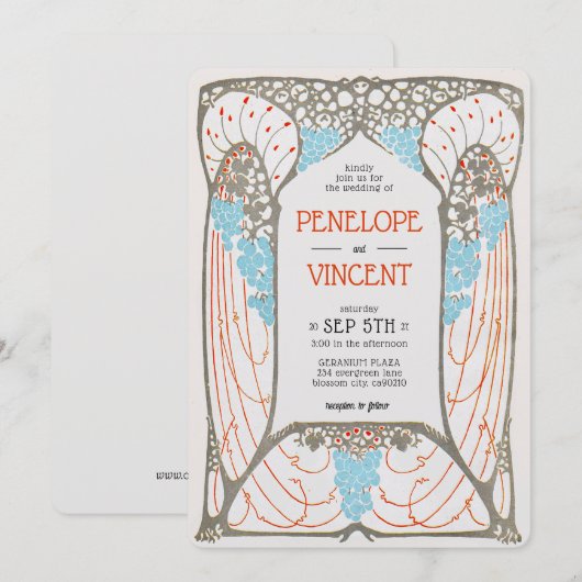  Abstracte Lijst Letterpress Style Wedding Kaart (Voorkant / Achterkant)