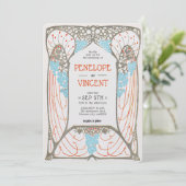  Abstracte Lijst Letterpress Style Wedding Kaart (Staand voorkant)