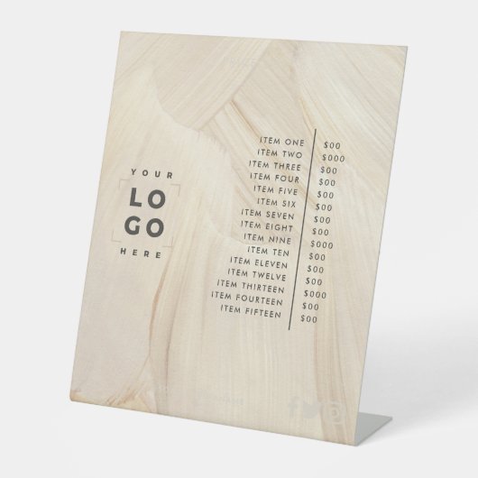 Abstracte lijst van onbewerkte natuurlijke legante reclamebord met voetstuk (Voorkant)