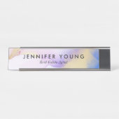 Abstracte Lila Waterverf Gold Luxury Gepersonalise Bureau Naambordje (Voorkant)