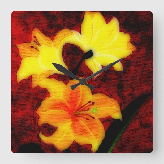 Abstracte Lillies Wall klok (Voorkant)