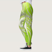 Abstracte limoengroene spiraalfractaal leggings (Links)