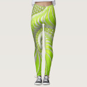 Abstracte limoengroene spiraalfractaal leggings (Voorkant)
