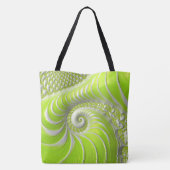 Abstracte limoengroene spiraalfractaal tote bag (Achterkant)