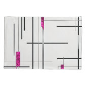 Abstracte lineaire kunst Zwart, Zilver & Fuchsia Kussensloop (Achterkant-Links)