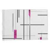 Abstracte lineaire kunst Zwart, Zilver & Fuchsia Kussensloop (Voorkant-Rechts)