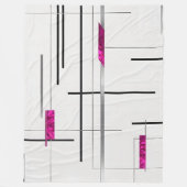Abstracte Lineaire Kunst Zwart, Zilver, Fuschia ac Fleece Deken (Voorkant)
