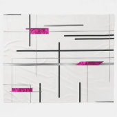 Abstracte Lineaire Kunst Zwart, Zilver, Fuschia ac Fleece Deken (Voorkant (Horizontaal))