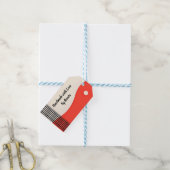 Abstracte lineaire moderne kunst in zwart en oranj cadeaulabel (Met Touw)