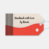 Abstracte lineaire moderne kunst in zwart en oranj cadeaulabel (Voorkant (Horizontaal))