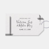 Abstracte Lines Black White Modern Wedding Cadeaulabel (Voorkant (Horizontaal))