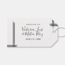 Abstracte Lines Black White Modern Wedding Cadeaulabel