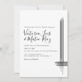 Abstracte Lines Black White Modern Wedding Kaart (Voorkant)