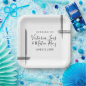 Abstracte Lines Black White Modern Wedding Papieren Bordje (Feest)