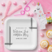 Abstracte Lines Black White Modern Wedding Papieren Bordje (Feest)