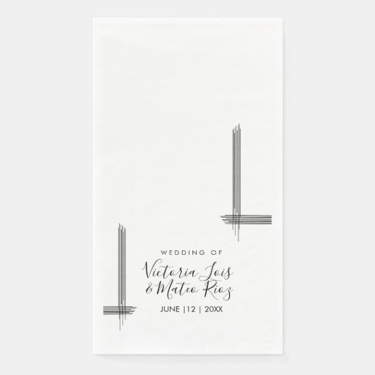 Abstracte Lines Black White Modern Wedding Servet (Voorkant)