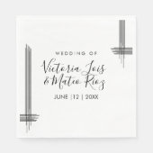 Abstracte Lines Black White Modern Wedding Servet (Voorkant)