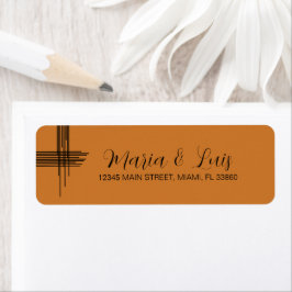 Abstracte Lines Earthy Terracotta Wedding Etiket