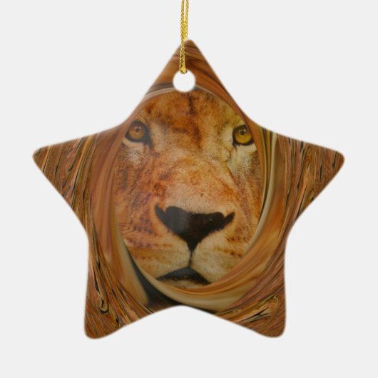 Abstracte Lion Safari Art Print Keramisch Ornament (Voorkant)