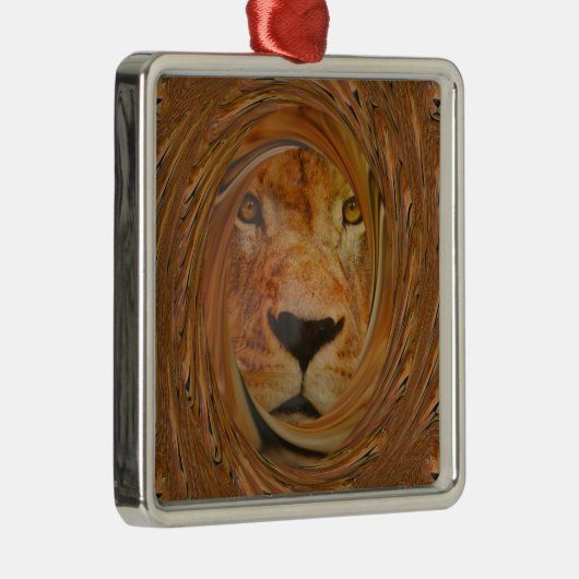 Abstracte Lion Safari Art Print Metalen Ornament (Rechts)