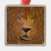 Abstracte Lion Safari Art Print Metalen Ornament (Voorkant)