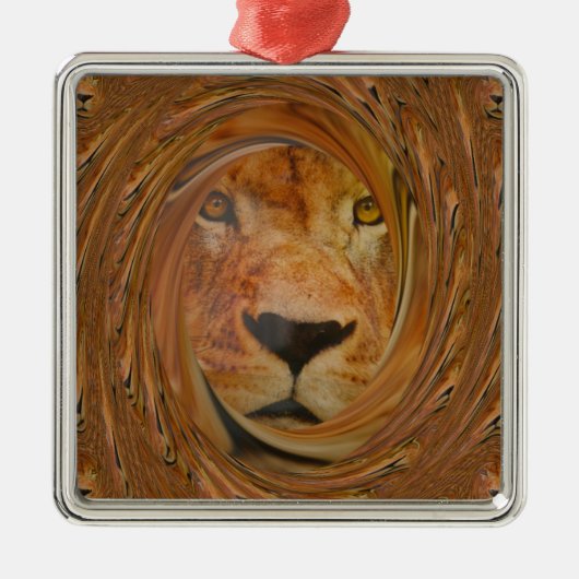 Abstracte Lion Safari Art Print Metalen Ornament (Voorkant)