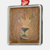 Abstracte Lion Safari Art Print Metalen Ornament (Links)