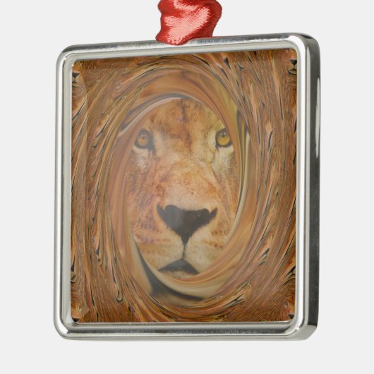 Abstracte Lion Safari Art Print Metalen Ornament (Links)