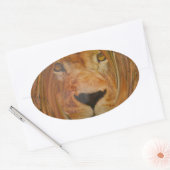 Abstracte Lion Safari Art Print Ovale Sticker (Envelop)