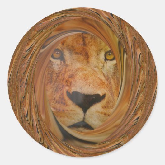 Abstracte Lion Safari Art Print Ronde Sticker (Voorkant)