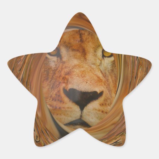 Abstracte Lion Safari Art Print Ster Sticker (Voorkant)