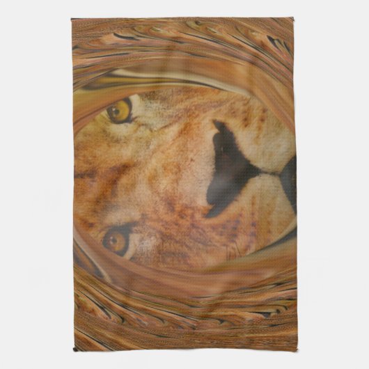 Abstracte Lion Safari Art Print Theedoek (Verticaal)