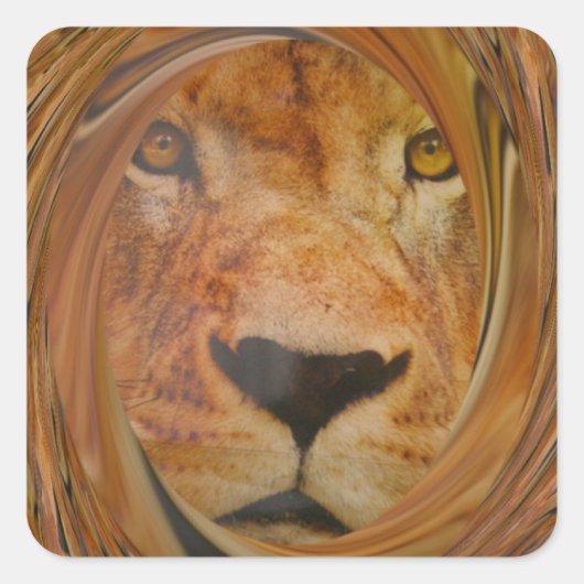 Abstracte Lion Safari Art Print Vierkante Sticker (Voorkant)