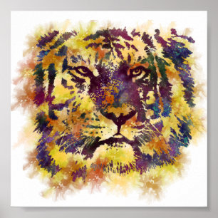 Abstracte lionschildering poster