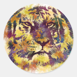 Abstracte lionschildering ronde sticker