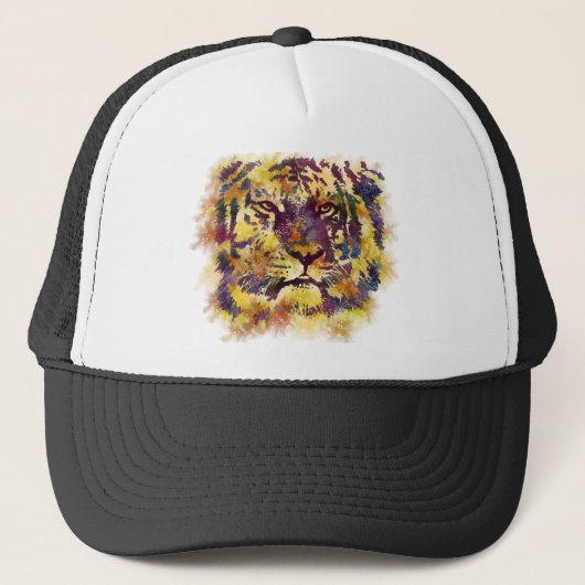 Abstracte lionschildering trucker pet (Voorkant)