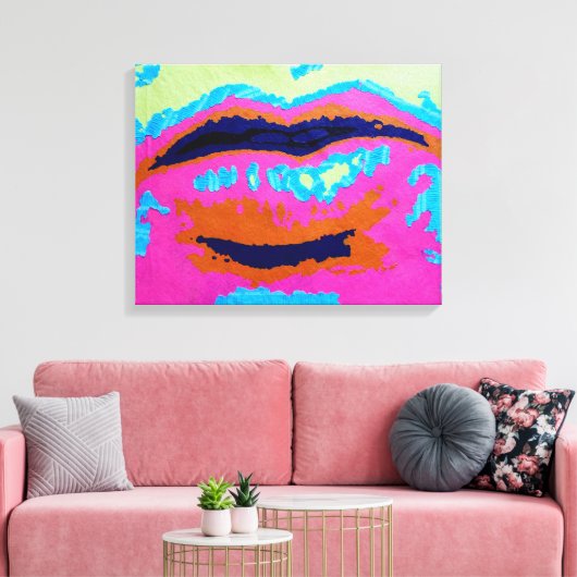 Abstracte lips met Prints van het Canvas (Insitu (Woonkamer))