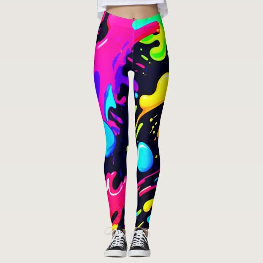 Abstracte Liquid Color Explosion Art Leggings (Voorkant)