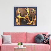 Abstracte Lobster Art (blauwe achtergrond) Canvas Afdruk (Insitu (Woonkamer))