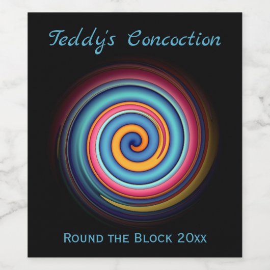 Abstracte Lollipop Wijn Etiket (Enkel label)