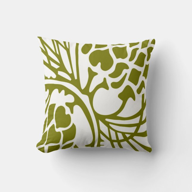 Abstracte loods voor groene olijven en witte Flora Kussen (Voorkant)