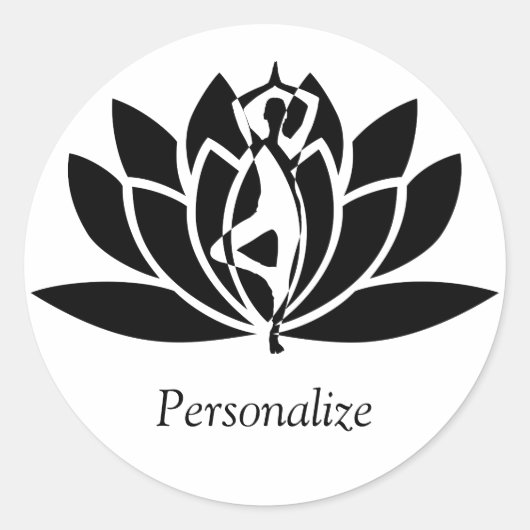 Abstracte Lotus Flower Yoga Pose Personaliseren Ronde Sticker (Voorkant)
