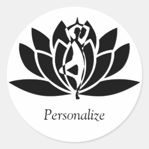Abstracte Lotus Flower Yoga Pose Personaliseren Ronde Sticker