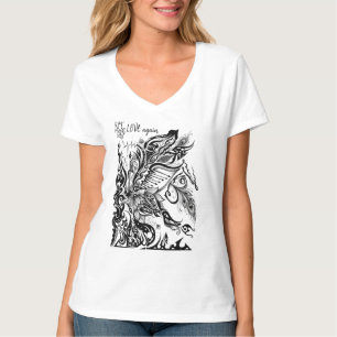 Abstracte Lotus, Pauw & Muziekgrafiek T-Shirt