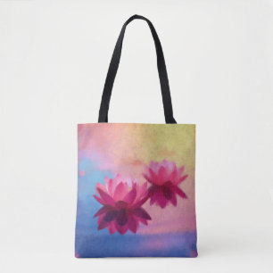 Abstracte lotusbloemen tote bag