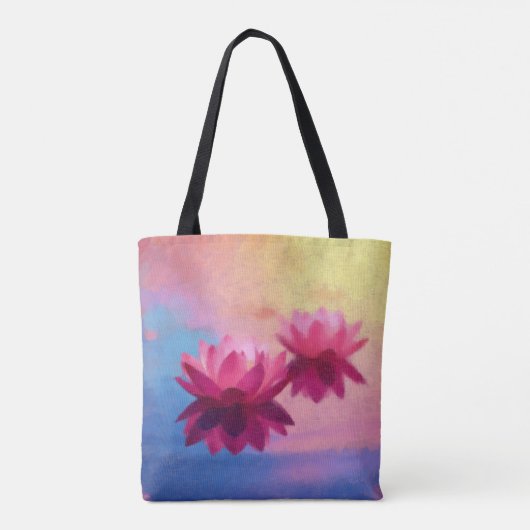 Abstracte lotusbloemen tote bag (Achterkant)