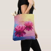 Abstracte lotusbloemen tote bag (Dichtbij)